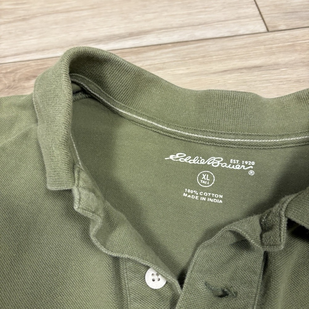 Eddie Bauer Shirt Mens XL Tall Green‎ Short Sleeve Outdoor Classic Polo - Picture 5 of 8